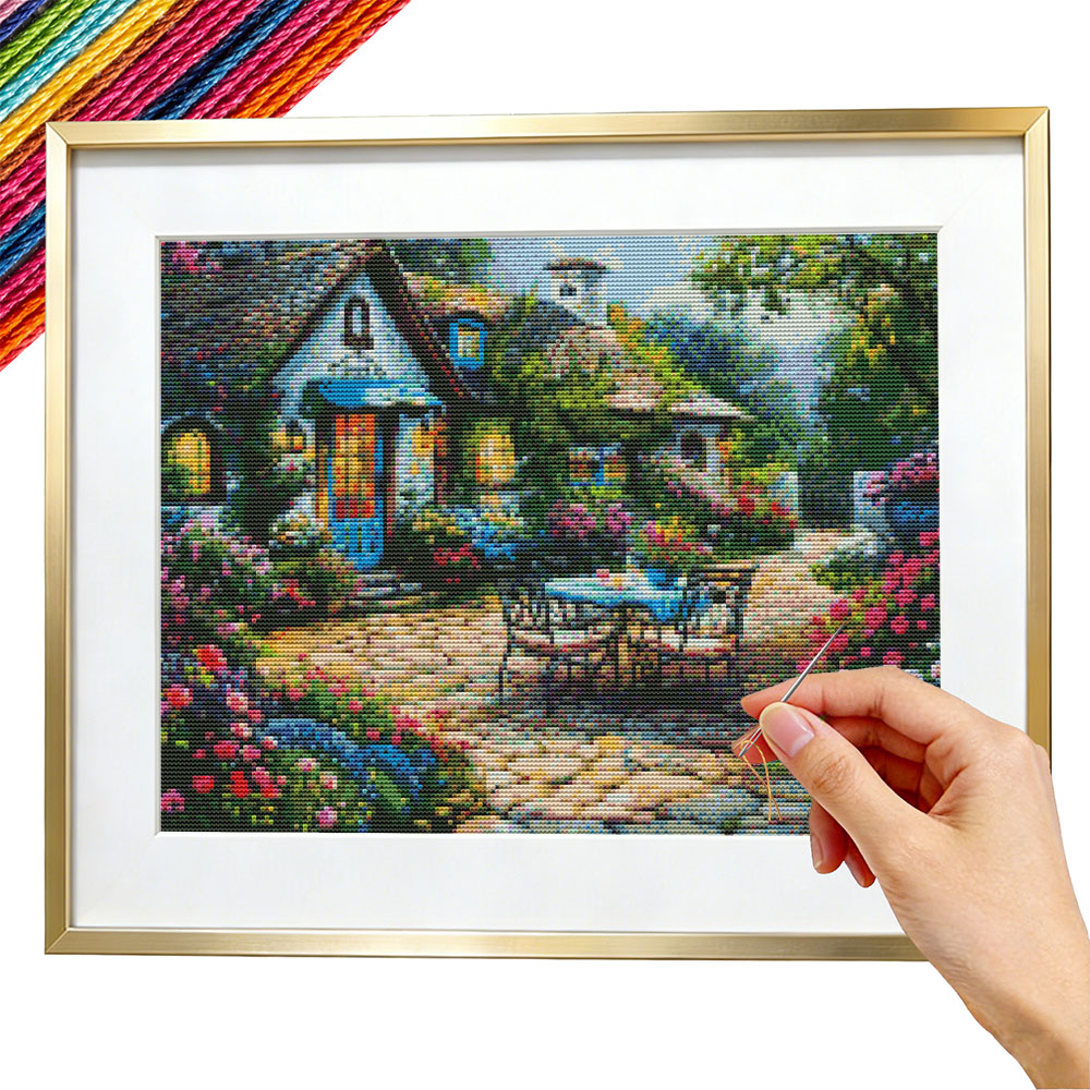 Embroidery Guide Paper - Tuinkruissteekpakketten Borduursets Huislandschap Wanddecoratie 11CT Gedrukt