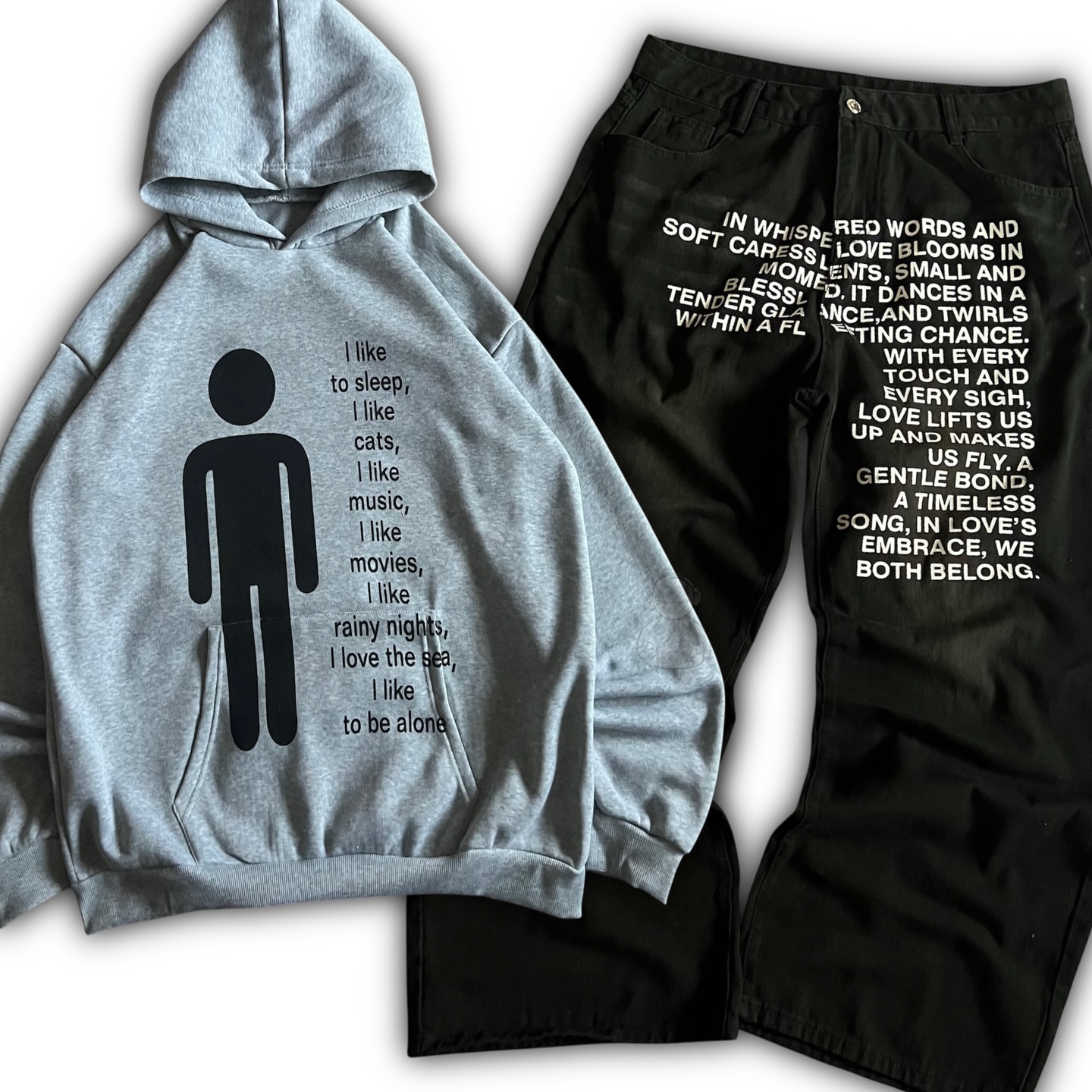 Embroidery Pattern - Amerikaanse patroonletter jeans Y2K heren hoodies