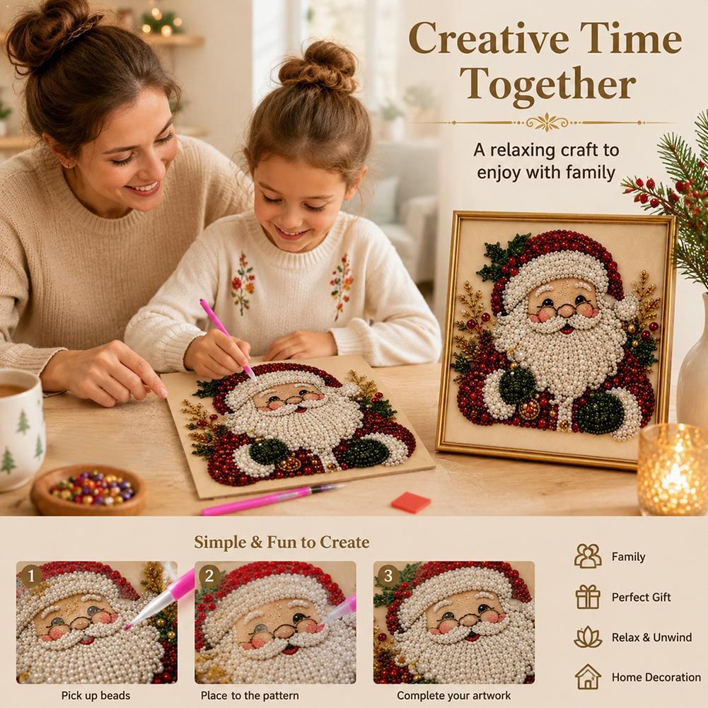 Embroidery Wall Art - Kerstmis Kerstman Parel Kunst DIY Kit