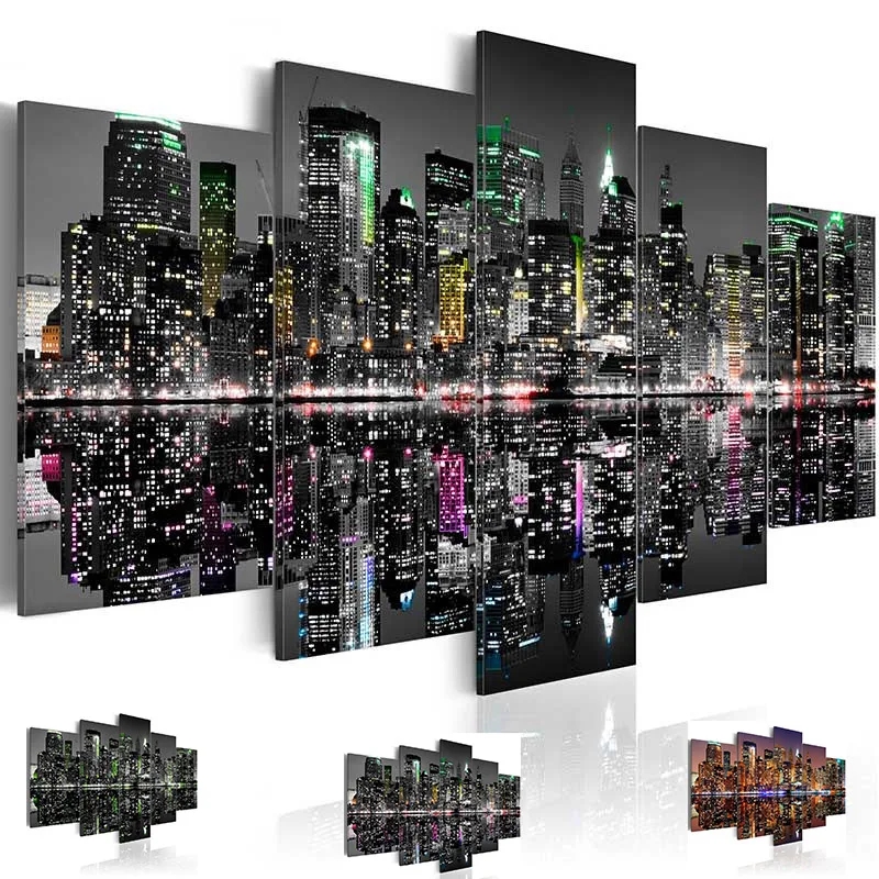 Embroidery York - Stad Nachtlandschap Diy diamant Schilderij Volledige