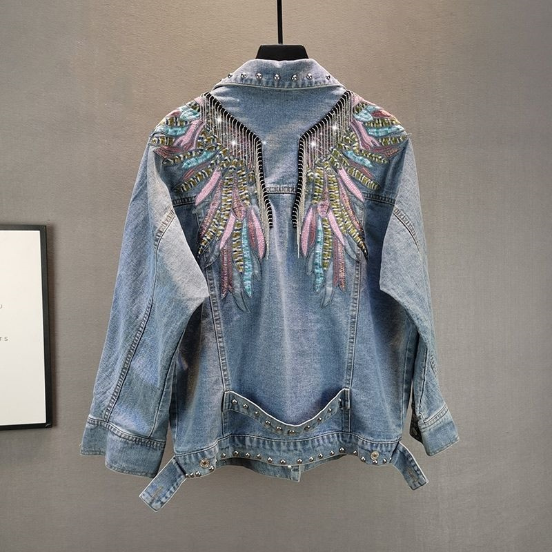 Embroidery Jacket Jeans - 2024 Nieuwe Autumnfashion Klinknagel Vrouw Denim