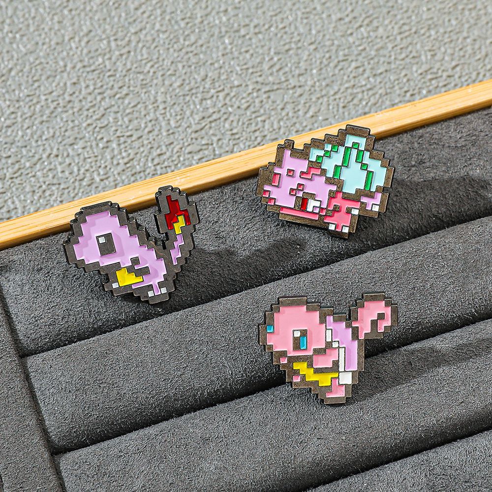Embroidery Textile - Pixel Mozaïek Pokemon Metalen Emaille Pin,