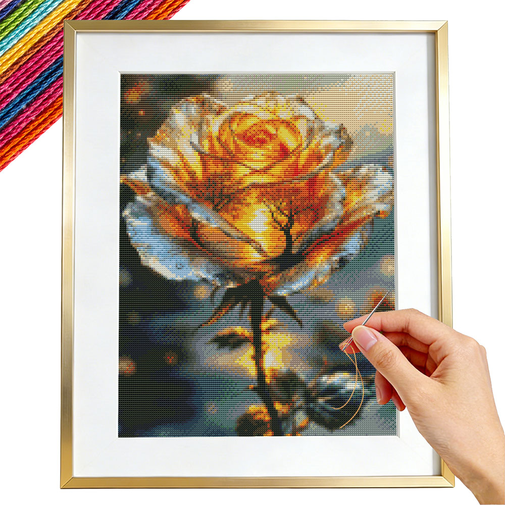 Embroidery Guide Paper - 11CT borduurpakket Rose Flower Cross Stitch