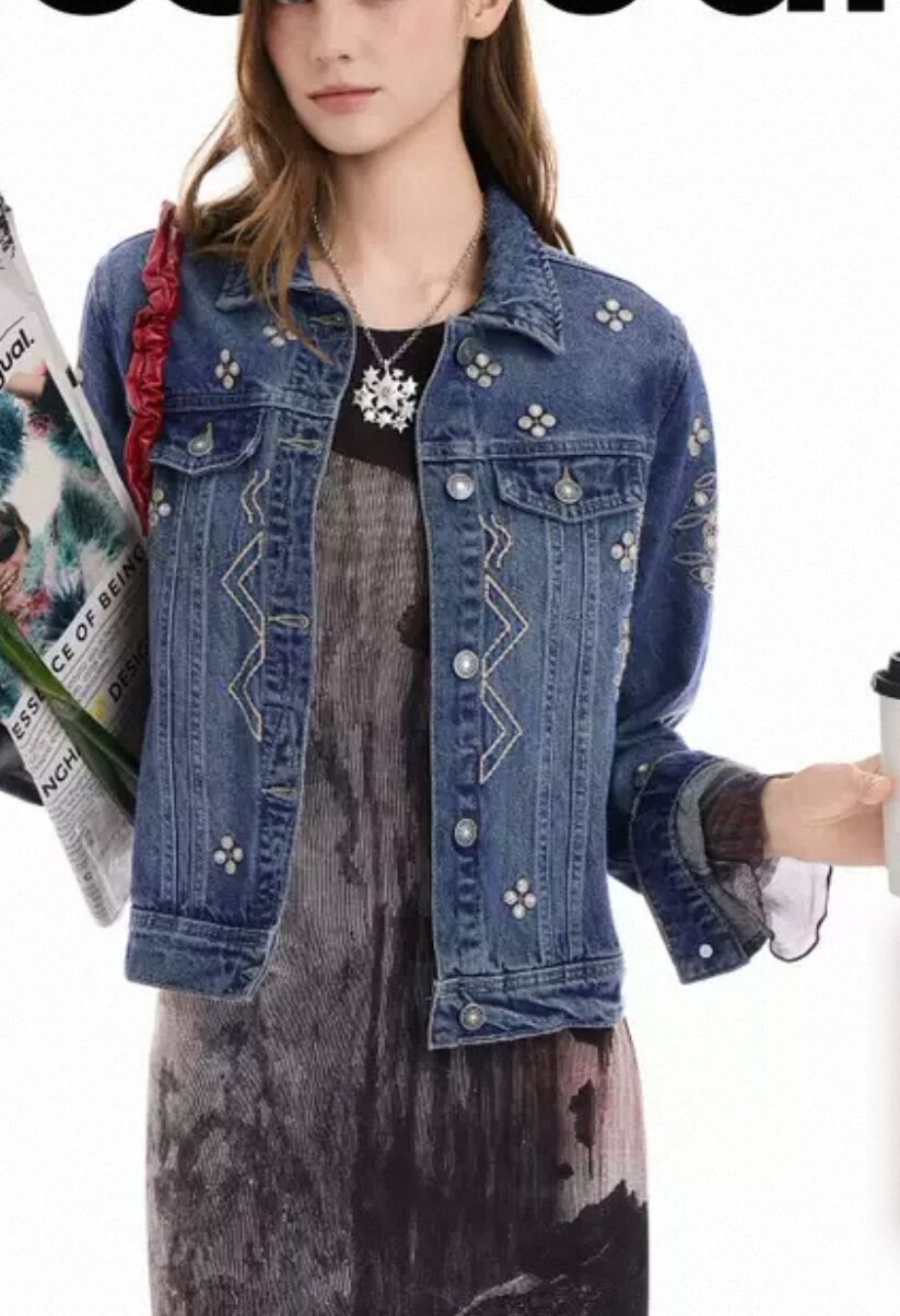 Embroidery Jacket Jeans - Buitenlandse handel Spanje nieuwe borduursels bloemen