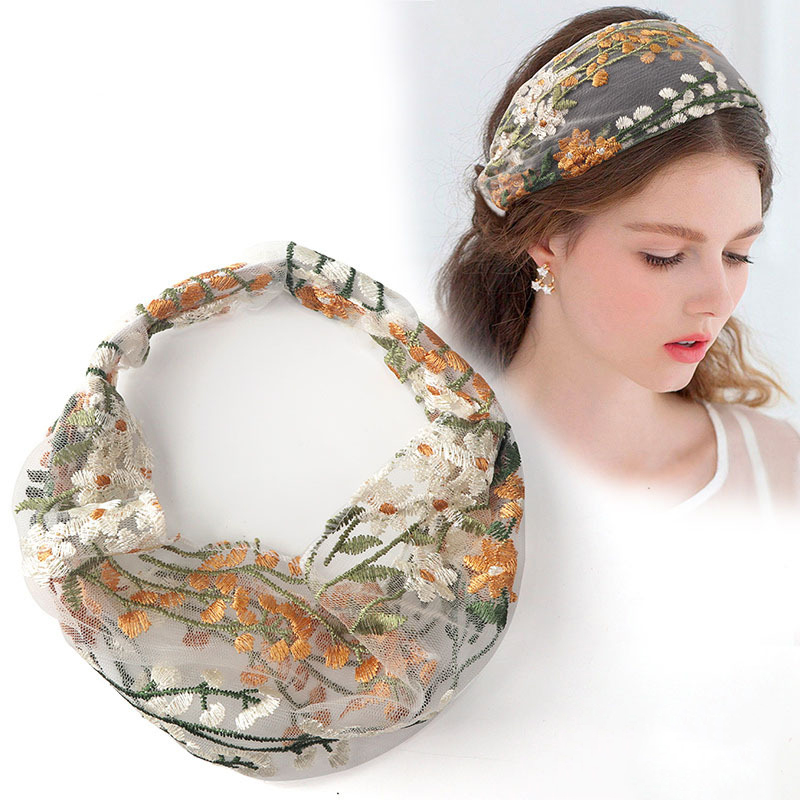 Embroidery Knot - Vrouwelijke Etnische Haarbanden Elastische Borduren Kant