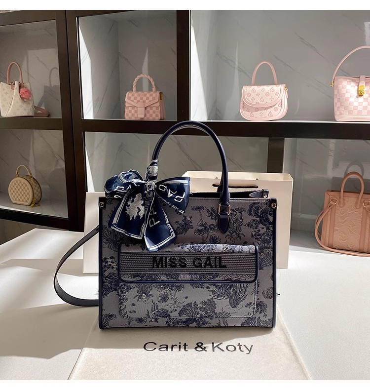 Embroidery Texture - Hoge kwaliteit borduurwerk bloemen casual draagtas