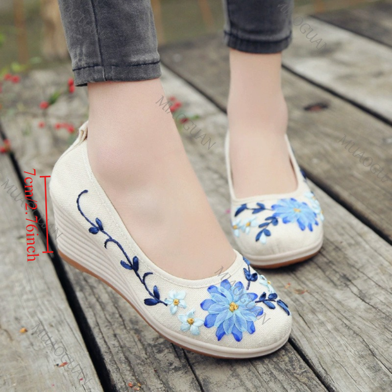 Embroidery Shoes - Geborduurde dames comfort wedge platform schoenen