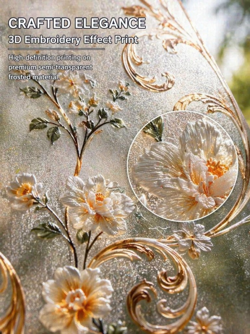 Embroidery Pattern - Borduurpatroon Frosted Privacy Window Film Doorschijnend