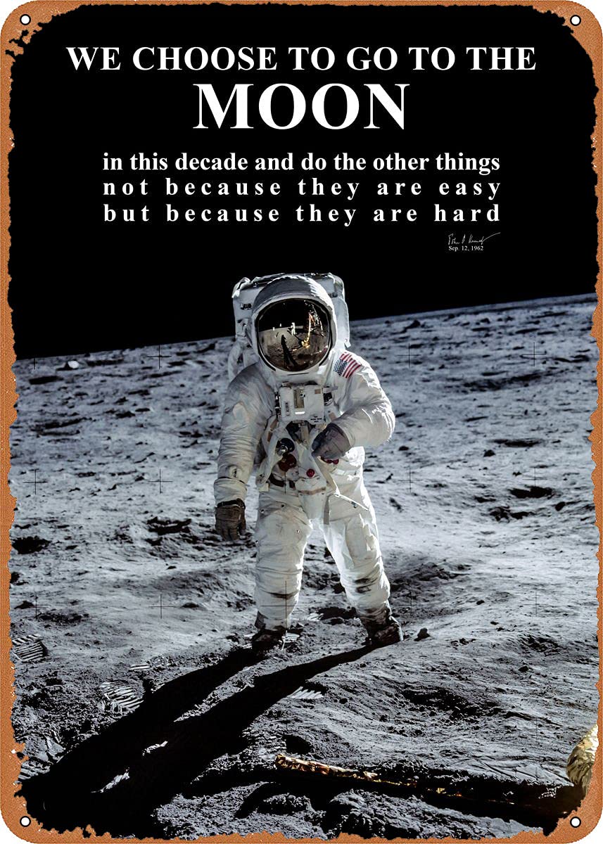 Embroidery Wall Art - Apollo 11-maanlanding JFK metalen blikken bord