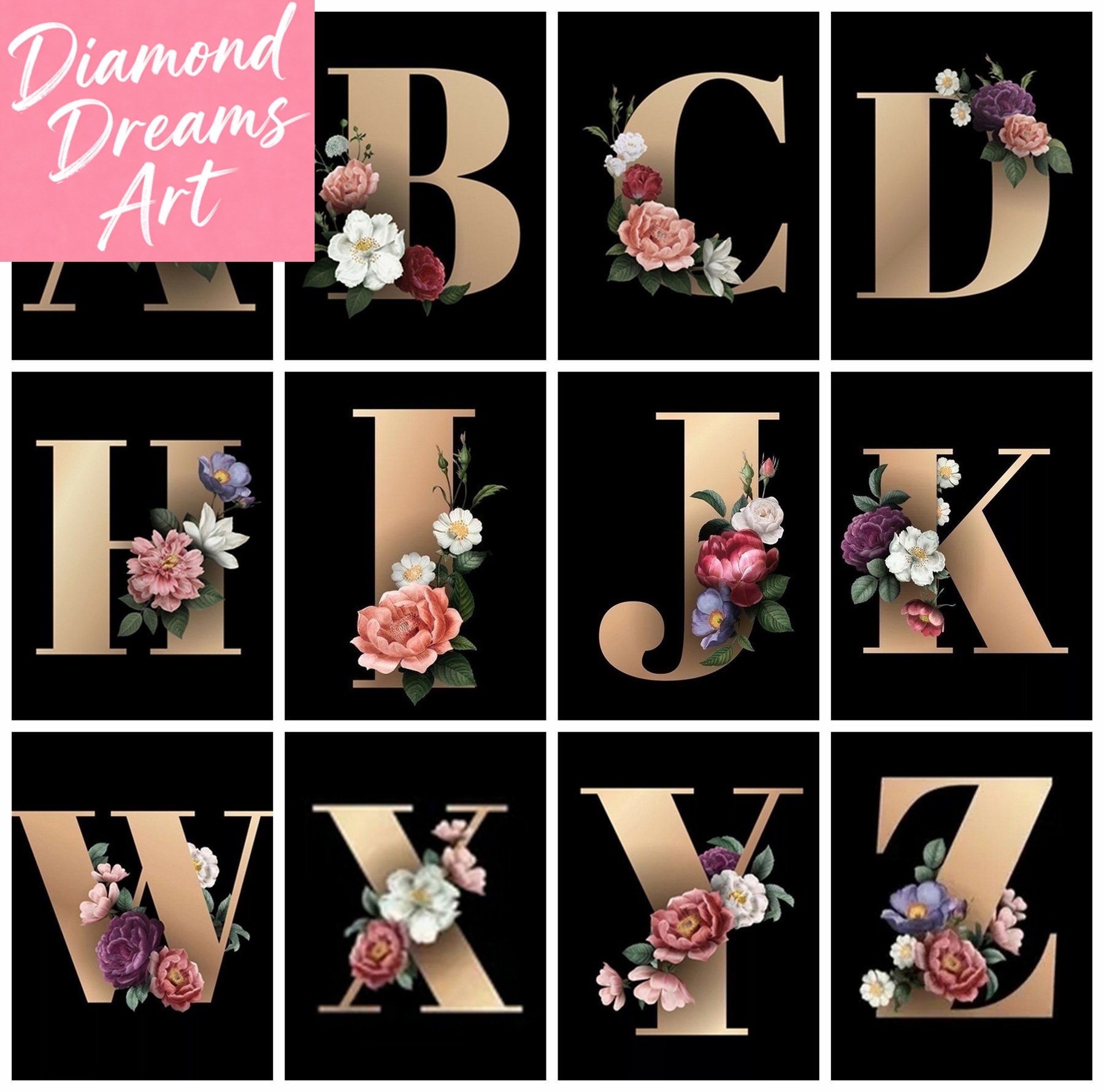 Embroidery Wall Art - Frameloos, Diamond Painting Kit Cartoon Letter