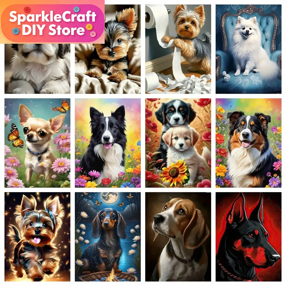 Embroidery Wall Art - 1pc frameloze Diamond Art Schilderij Hond