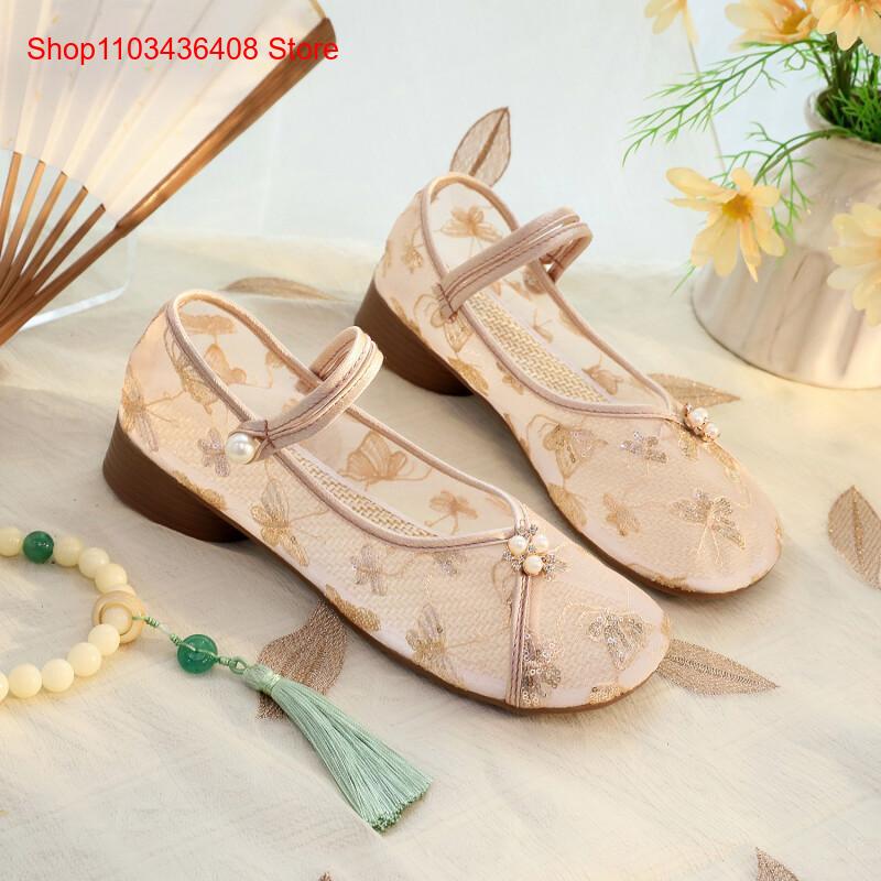Nieuwe mesh lage hakken met ch - Embroidery Shoes recensie en prijs