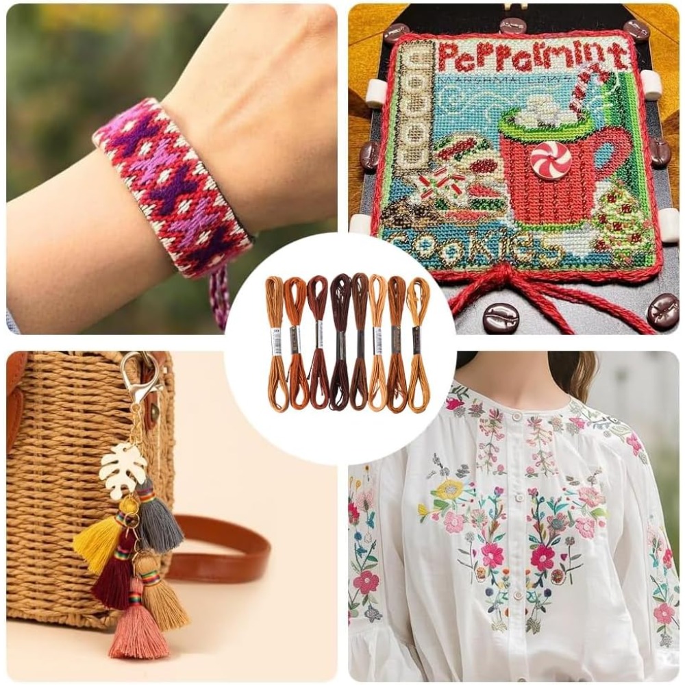 8 strengen 6-draads bruine bor - Embroidery Bracelet recensie en prijs