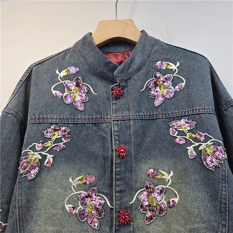 Zwaar bewerkte pailletten bloe - Embroidery Jacket Jeans recensie en prijs